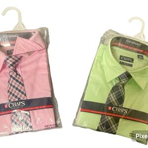 Chaps Pink and Green Dress Shirts with Ties